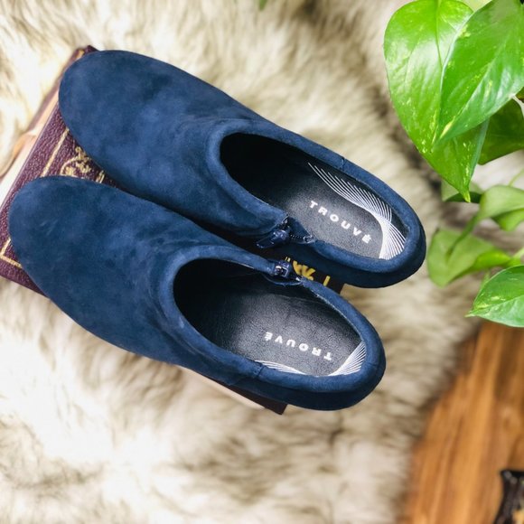Trouve Blue Suede Platform Wedge Booties size 6 - Picture 12 of 13